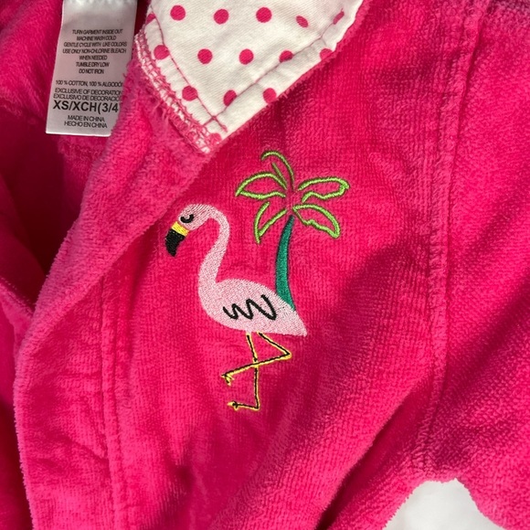 Nautica Terry Cloth Hooded Robe Swim Coverup Neon Pink Flamingo youth size XS - Picture 3 of 10